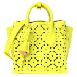 NWT MCM Studded Calfskin Mini Milla Tote - Neon Yellow
